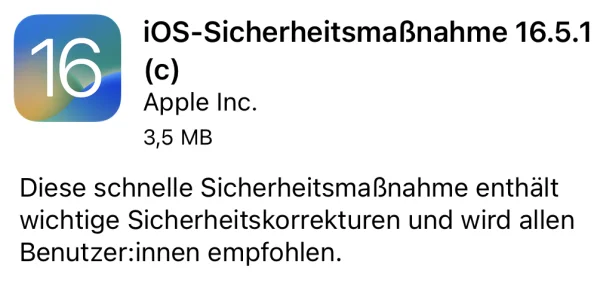 Apple veröffentlicht mit iOS 16.5.1 (c) & iPadOS 16.5.1 (c) die nächsten schnellen Sicherheitsmaßnahmen