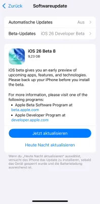 iOS 26: Die Beta 8 & Public Beta 5 sind da – das ist neu!