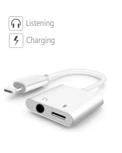 Lightning Adapter zu 3,5mm- und Lightning-Anschluss für gleichzeitiges Musikhören und Laden