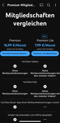 YouTube Premium Lite ist jetzt für alle verfügbar: So spart ihr als iOS-Nutzer monatlich zwei Euro!