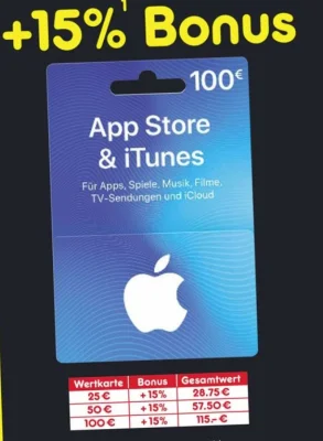 Bonusguthaben für iTunes-Karten: Diese Woche 15 Prozent Extra bei Netto