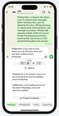 WhatsApp: Die Beta-Tests der KI-gestützten Schreibhilfe haben begonnen