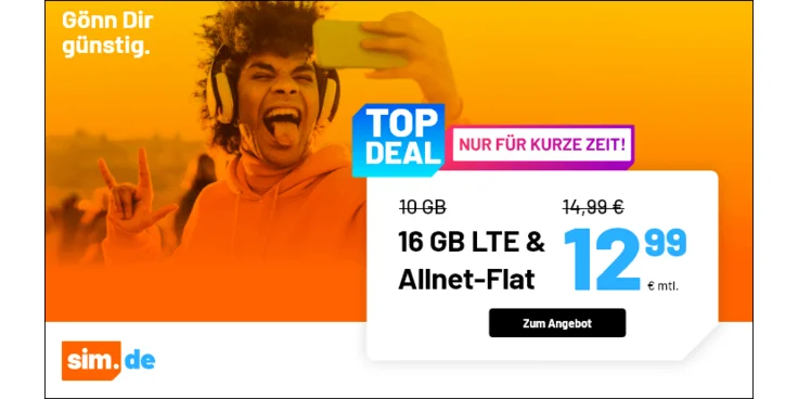 16 GB Allnet-Flat für 12,99 Euro monatlich