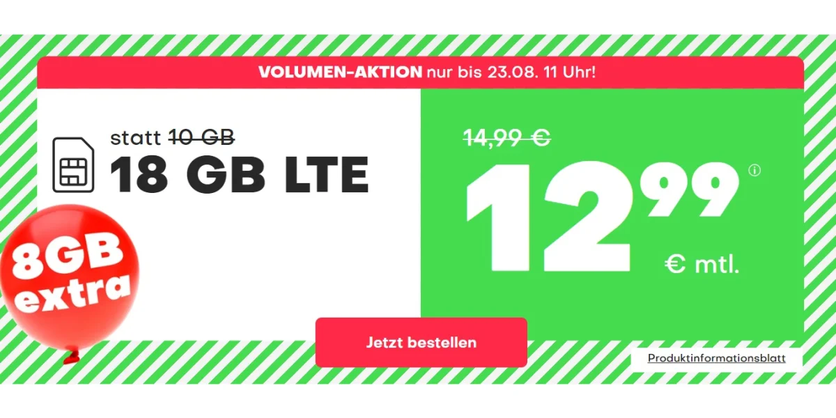 Flexible Laufzeit: 18 GB Allnet-Flat für nur 12,99 € und weitere spannende Deals bei handyvertrag.de