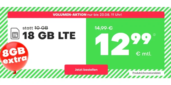 Flexible Laufzeit: 18 GB Allnet-Flat für nur 12,99 € und weitere spannende Deals bei handyvertrag.de