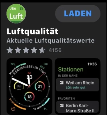 Luftqualität: App des Umweltbundesamts gibt es jetzt auch für die Apple Watch