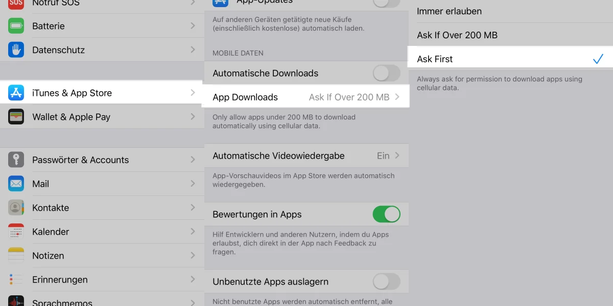iOS 13 - beliebig große Apps ohne Einschränkungen über die Mobilfunkverbindung laden