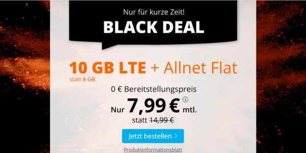 Mega-Deal: 10 GB Allnet-Flat für nur 7,99 €