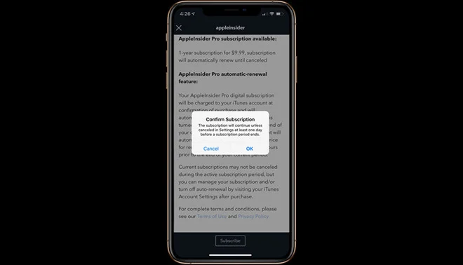 Apple führt unter iOS zusätzliche Bestätigung beim Abschließen von Abos ein