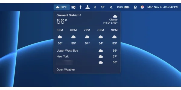 macOS 15.2 zeigt Details zum Wetter in der Menüleiste an