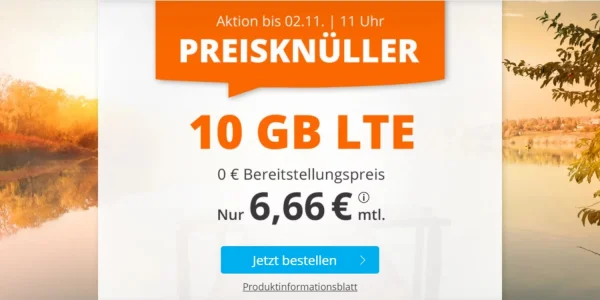Halloween-Deals bei sim.de: 10 GB mit 60 Freiminuten für nur 6,66 €