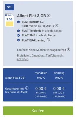 GMX FreePhone: Komplett kostenloser eSIM-Handytarif mit Telefonie-Flat & 3 GB Datenvolumen