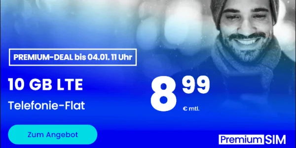 Tariffeuerwerk bei PremiumSIM: 10 GB Allnet-Flat für 8,99 €