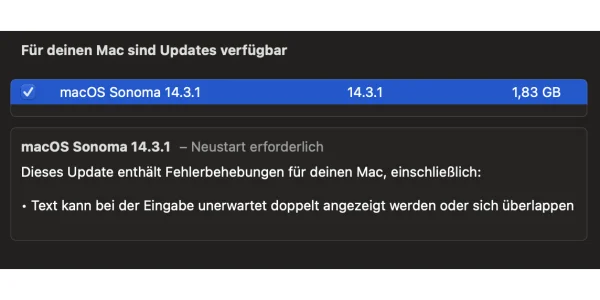 macOS 14.3.1: Apple veröffentlicht Bugfix-Update für den Mac